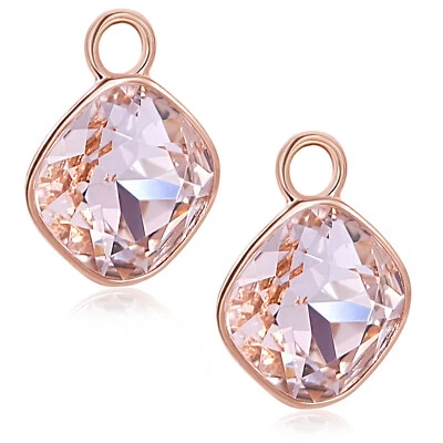 Rosegold Charm Anhänger 2 Stück 925 Sterling Silber Rosa Markenkristalle NOBE... - Bild 1 von 4