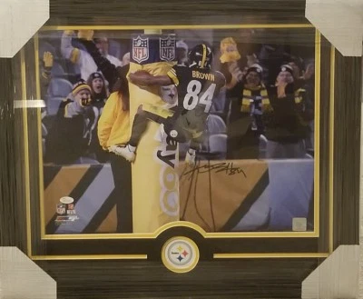 ANTONIO BROWN PITTSBURGH STEELES AUTOGRAPHED CUSTOM  FRAMED 16 × 20 PHOTO JSA - Image 1 of 3
