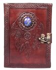 Handmade Leather Journal Brown Diary New Design Dream Catcher and Stone Embossed