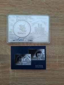 1 Unze Silber Sovereign 2024 in einem 3 Unzen Barren - Bild 1 von 2