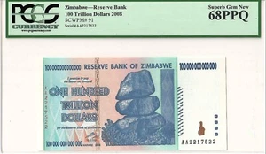 Zimbabwe 100 Trillion Banknote, 2008, P-91, UNC - PCGS 68 - Picture 1 of 2