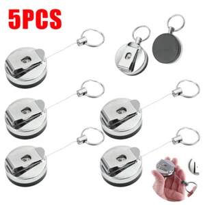 Retractable Steel Wire Rope Elastic Key Chain Anti Lost Secure Keychain 5pcs/set - Picture 1 of 9