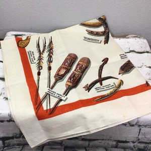 Vintage Aboriginal Motif Linen Handkerchief Wallhanging by Heil Australia 35” Sq - Picture 1 of 7