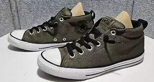Converse All Stars Army Green & Black Junior Sz 6 Mid Chuck Taylor Street Shoes - Picture 1 of 11
