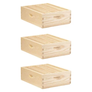 Little Giant 10 Frame Medium Honey Super Beehive Brood Body Wooden Box (3 Pack) - Picture 1 of 4