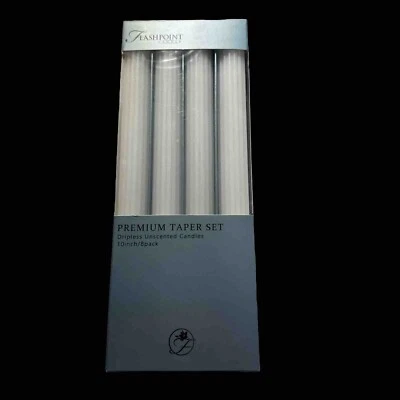 8 Velas Blancas 10" Premium Cónicas Texturizadas Sin Perfume Goteo Foto 1 de 4