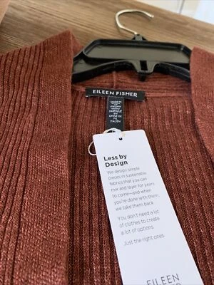 NWT Eileen Fisher Deep Terracotta Organic Linen   High Collar Cardigan Size XS - Image 1 of 4