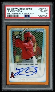 2011 Bowman Chrome Prospects Jean Segura Orange Refractor Auto SP 1/25 PSA 8 - Picture 1 of 2