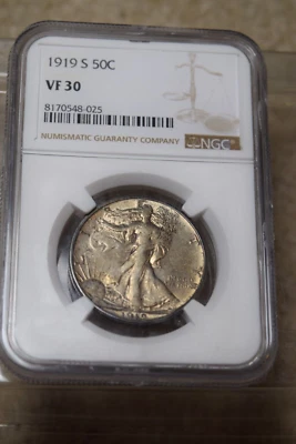 1919-S WALKING LIBERTY HALF DOLLAR NGC CERTIFIED VERY FINE--30 COIN #19 - Image 1 of 4