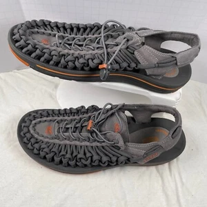 Keen UNEEK Men's Size 11 Braided Rope Sandals Gray Orange Anatomical Footbed - Picture 1 of 10