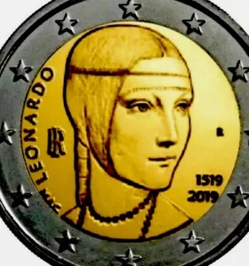 Italia 🇮🇹 Moneda 2€ Euro 2019 Leonardo Da Vinci 500y UNC Leo 1519 Renacimiento - Imagen 1 de 3