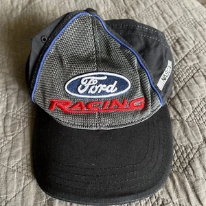 Ford Racing Hat Baseball Cap Black Blue Embroidered NASCAR Vintage Strapback - Picture 1 of 6