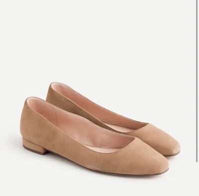 NUEVO CON ETIQUETAS J. Zapatos planos de ballet Carolyn Skimmer Crew para mujer en gamuza - caramelo - talla 7 Foto 1 de 3
