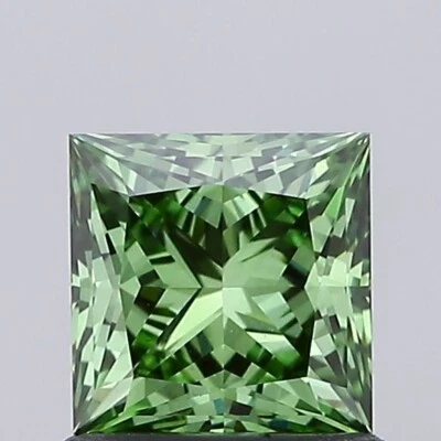 1 CT-VVS2 Green Princess Cut Lab Grown Diamond For Engagement Solitaire Ring - Image 1 of 2