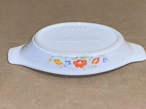 Plato para hornear vintage Japón a prueba de horno blanco naranja azul flores - Imagen 1 de 13