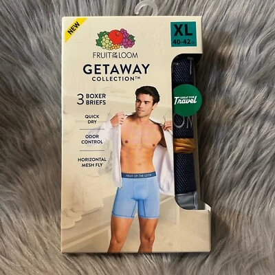 Fruit Of The Loom Boxer Briefs Men's Size XL 40-42 Quick Dry 3 Pair Oder Control - Image 1 of 4