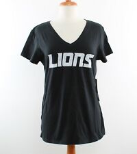 OTS NFL Women's Detroit Lions Rival V-Neck Tee with Logo Black Large