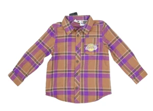 LA Lakers Cotton:On NBA Licensed Rugged Long Sleeve Button Shirt Plaid Boys 5 - Picture 1 of 11