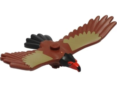 LEGO Águila Marrón Rojizo, Plumas de Cabeza y Cola Rojo y Negro, Parte Alas Bronceadas Oscuras Foto 1 de 4