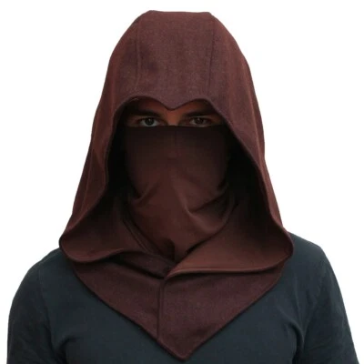 SIC HOODS Brown Assassin Ninja Hood Mask Creed Larp Ren Faire Reenactment Costume Cosplay