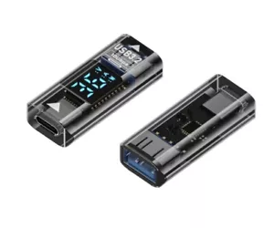 USB C to USB A LED Display Fast Charge Adapter | Female to Female | Transparent - Picture 1 of 10
