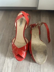 Guess High Heels Rot Lack Gern Getragen Gr.39 Sexy Riemchen Pumps Macken Bequem - Bild 1 von 10