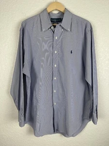 Camicia elegante uomo Ralph Lauren taglia grande manica lunga blu bianco pintripe preppy - Foto 1 di 16