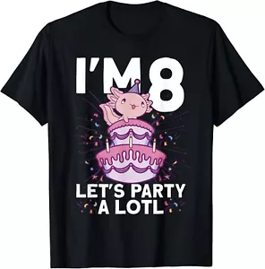 I_m 8 bday Axolotl party cute 8th Birthday Kids Axolotl Gifts Unisex T-Shirt - Picture 1 of 3