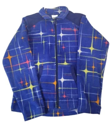 Columbia Full-Zip Star Design Print Fleece Jacket Unisex Kids Size 14-16 - Image 1 of 4