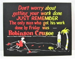 Insegna Vintage Robinson Crusoe & Friday Country Store Cartone 11x14 Finestra Vecchia - Foto 1 di 1