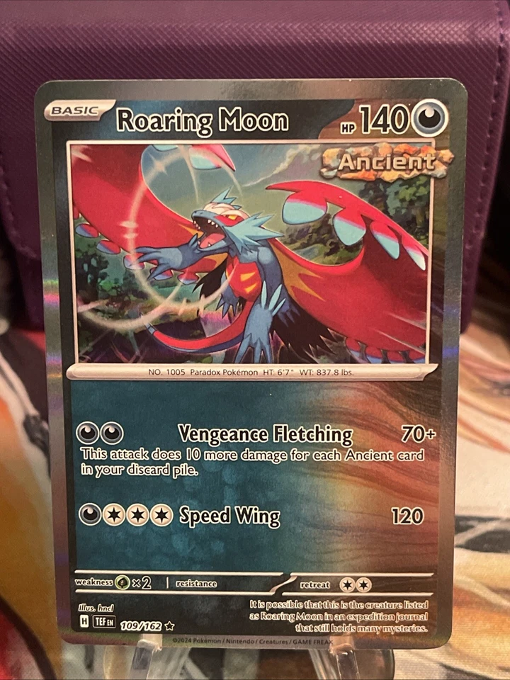 x1 Roaring Moon - 109/162 - Rare - Reverse Holo Pokemon SV05 Temporal Forces M/N - Image 1 of 1