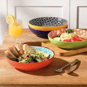 Ceramic Pasta Bowl,Large Salad Bowl,Wide Shallow Bowl,Tableware Bowl Set - Picture 1 of 6