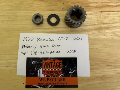 Yamaha AT-2 1972 125 cc transmisión primaria con arandela y tuerca PN # 248-16111-00-00 Foto 1 de 4