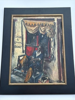 ANTIQUE WPA PAINTING BLACK AMERICANA AFRICAN AMERICAN PORTRAIT EDGAR KIECHLE OIL - Image 1 of 4