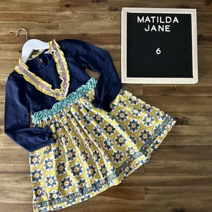 NEW Matilda Jane Once Upon A Time Country Damsel Navy Blue Yellow Floral Dress 6 - Picture 1 of 7
