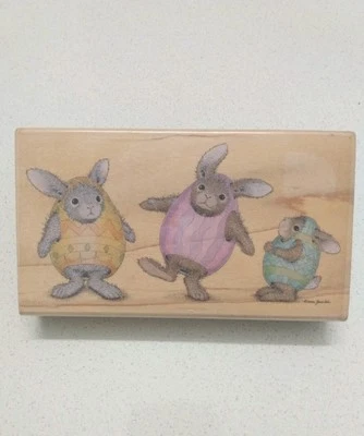 Stampabilities Happy Hoppers Eggcellent Coelho Ovo de Páscoa Carimbo de Madeira - Imagem 1 de 4