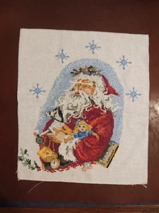 acabado terminado punto de cruz 9.5''x 10"" sin marco nueva decoración Santa - Imagen 1 de 12