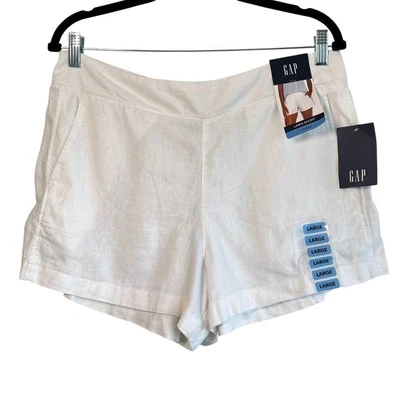 Pantalones Cortos Gap de Lino Blanco Brillante para Mujer Grandes Playa Verano Preppy Nuevos con Etiquetas Foto 1 de 4