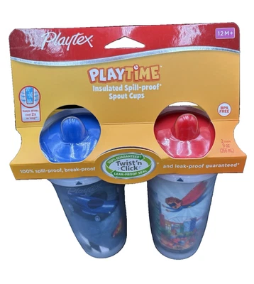 2 чашки Playtex носик Sippy 12 M изолированный X 2 чашки 2014 автомобиля летающий пролить доказательство 9 унций - Изображение 1 из 4