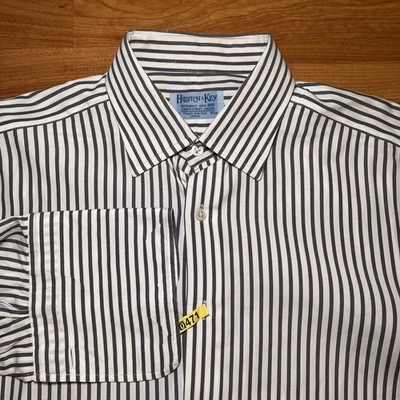 "Camisa Hilditch & Key para hombre 16"" a rayas mejor dos pliegues algodón francés doble puño" Foto 1 de 4