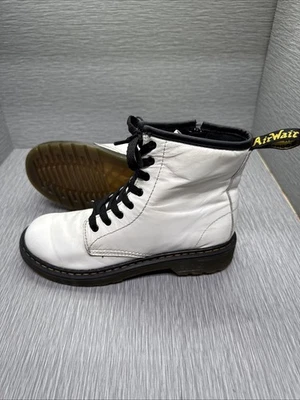 Botas de Combate Dr. Martens Cuero Blanco al Tobillo Con Cordones Cremallera Juvenil 4 Grunge Punk Foto 1 de 4