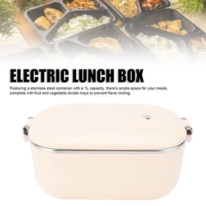 Stainless Steel Electric Lunch Box Portable Food Warmer 1L Capacity With - Picture 1 of 30
