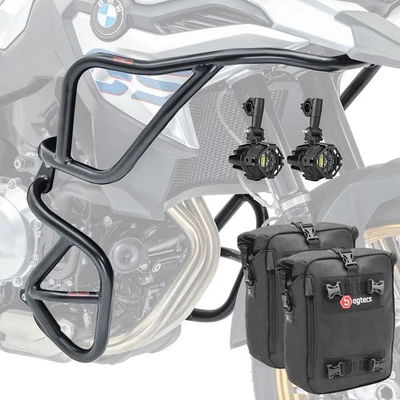 Set Paramotore + Faro ausiliario per BMW F 850 GS / F 750 GS 18-23 nero + CB4 - Immagine 1 di 4