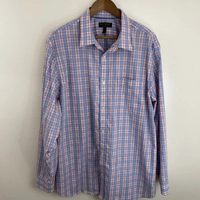 Banana Republic Shirt Mens 2XL XXL Tailored Slim Orange & Periwinkle Long Sleeve - Image 1 of 4