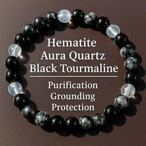 6 mm Hämatit Schwarz Turmalin Perlen Heilung Schutz Armband Geschenk für Sie - Bild 1 von 3