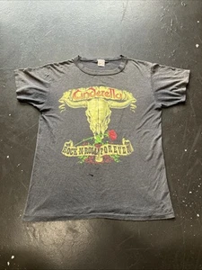 Vintage Faded 1988 Cinderella Long Cold Winter Tour Concert Band Tshirt Gray XL - Picture 1 of 20