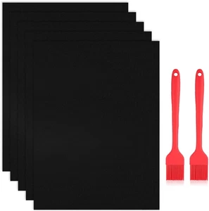 5 Pezzi BBQ Griglia Tappetini 60X40 Cm, Tappetino Barbecue Resistente Al Calore  - Foto 1 di 12
