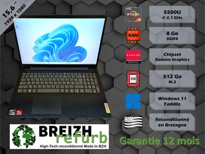 [BREIZH REFURB] PC Portable Lenovo ideaPad 3 15ALC6 15" SSD Windows 11 + Office - Photo 1/4