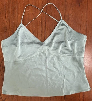 Abercrombie & Fitch Women's Solid Turquoise Polyester V-Neck Sheer Sleep Cami L - Image 1 of 4