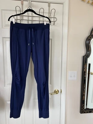 独特 Lorna Jane 蓝色弹性腰慢跑裤侧后口袋 S 码 — 第 1/4 张图片